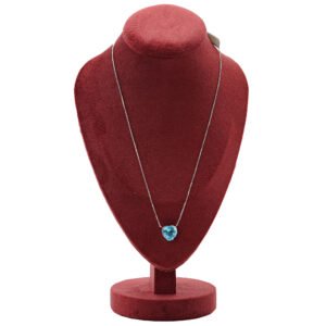 C008 Colar de coração de topazio swis,12x13mm,