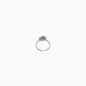 Anel ouro branco central circular com diamantes