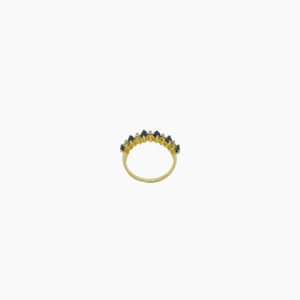 Anel ouro branco chuveiro 9 diamantes de 2,5mm