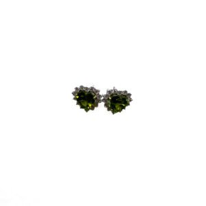 B004 Brinco pérola e diamantes 4 pontos