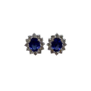 B0016 Brinco rodolita 12x9mm 18 diamantes 3mm