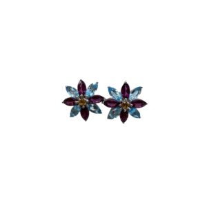 B0016 Brinco tanzanita oval, 9x7 mm ,12 diamantes 3mm