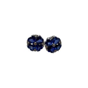 B0017 Brinco flor com 6 rubis 5x4 mm, 6 topazios 6x4mm, miolo de citrino 3 mm