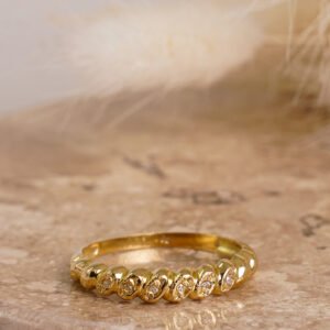 1/2 Aliança bolinha com 6 diamantes de 1 ponto
